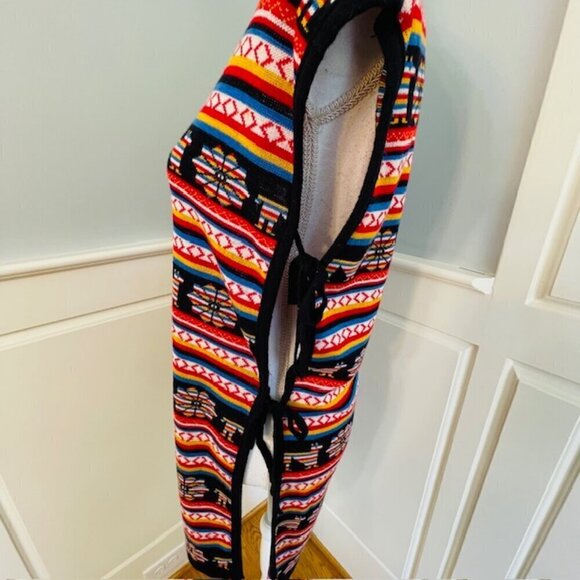 VTG Blanket Llama Southwestern Style 70's Sear's Open Side Sweater Vest OSFA - Picture 5 of 11